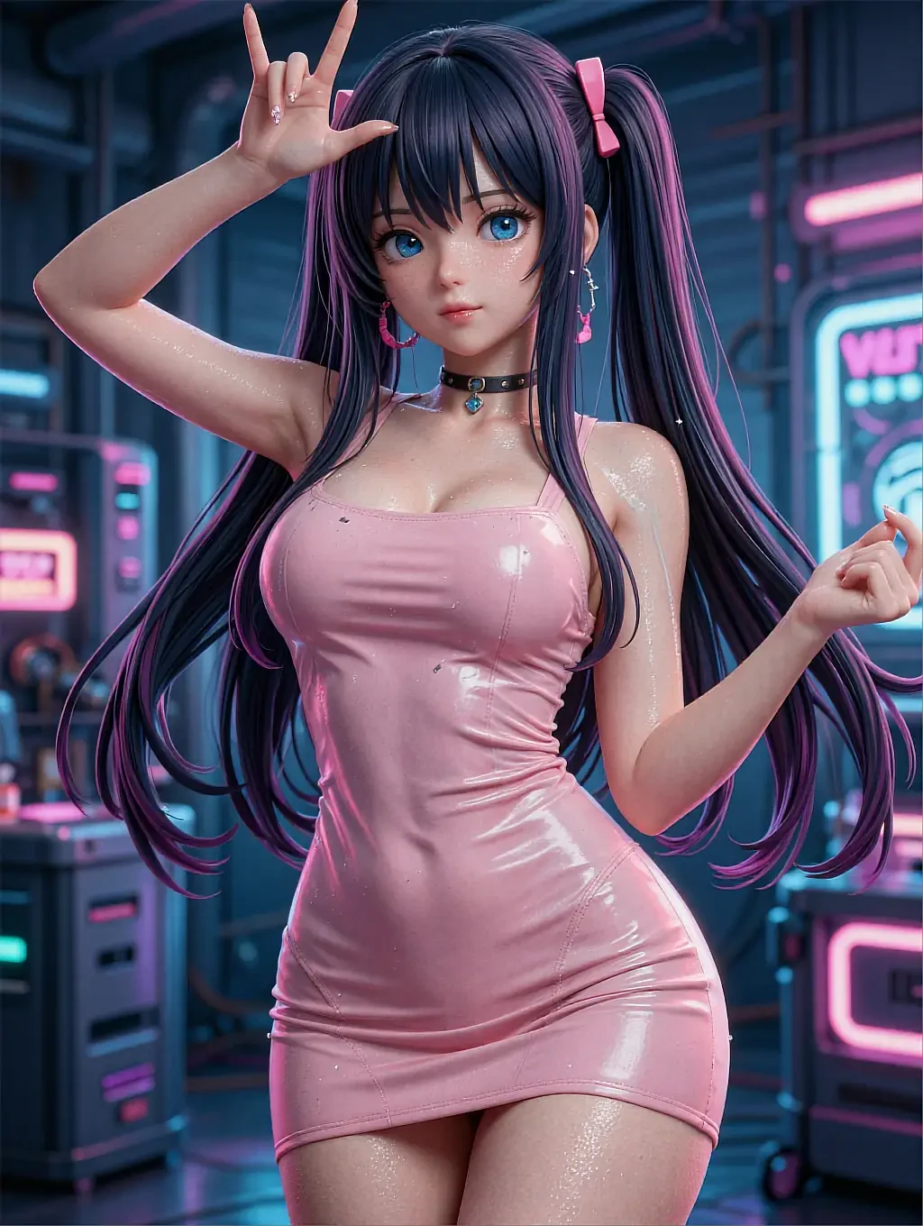 Illustrated anime character Luna, sketchbook open in soft lamplight