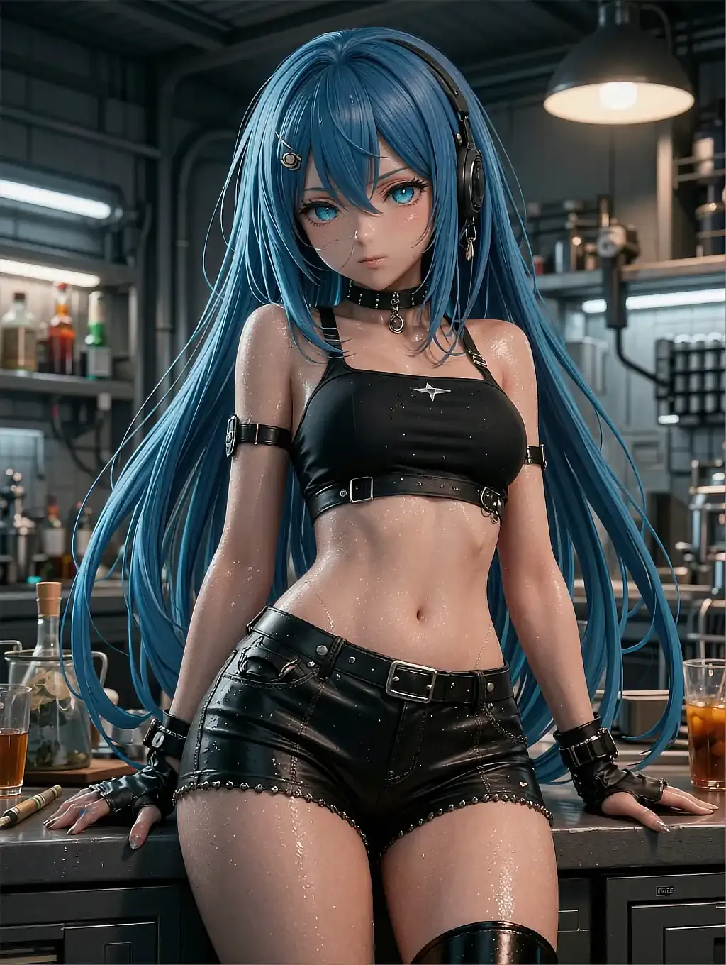 Illustrated anime character Tsubaki, mid-stance in training gear